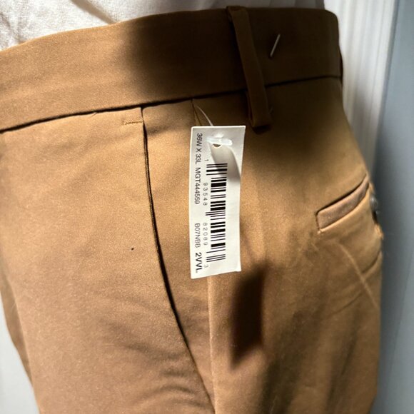 Good Threads Men's Slim Fit Dress Stretch Performance Pants Size 36W 33L. Tan - Picture 6 of 8